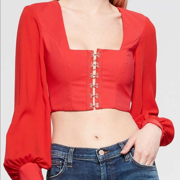 Tiger mist Red long-sleeve crop - Picture 1 of 2